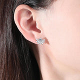CZ Leaf Shape Stud Earrings for Women | Festive Party Accessories