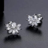 CZ Leaf Shape Stud Earrings for Women | Festive Party Accessories