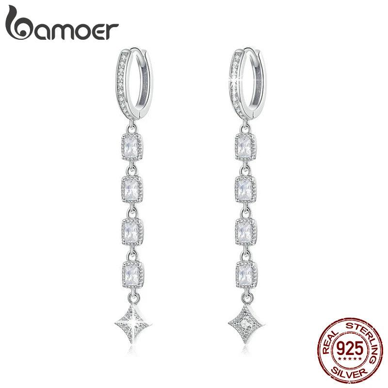 925 Silver CZ Dangle Earrings for Wedding, Women Fine Jewelry