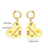Christmas Tree Hoop Earrings Cartoon Sock Bell Stainless Steel Christmas Jewelry