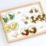 Christmas Tree Hoop Earrings Cartoon Sock Bell Stainless Steel Christmas Jewelry