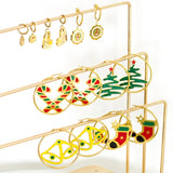 Christmas Tree Hoop Earrings Cartoon Sock Bell Stainless Steel Christmas Jewelry