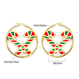 Christmas Tree Hoop Earrings Cartoon Sock Bell Stainless Steel Christmas Jewelry