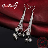 925 Silver Tassel Hanging Balls Earrings Dangle Women Jewelry Christmas