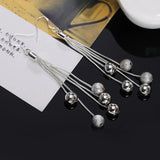 925 Silver Tassel Hanging Balls Earrings Dangle Women Jewelry Christmas