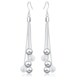 925 Silver Tassel Hanging Balls Earrings Dangle Women Jewelry Christmas