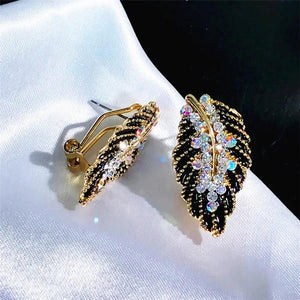 Feather Stud Earrings Rhinestone Top Charm Party Birthday Earrings