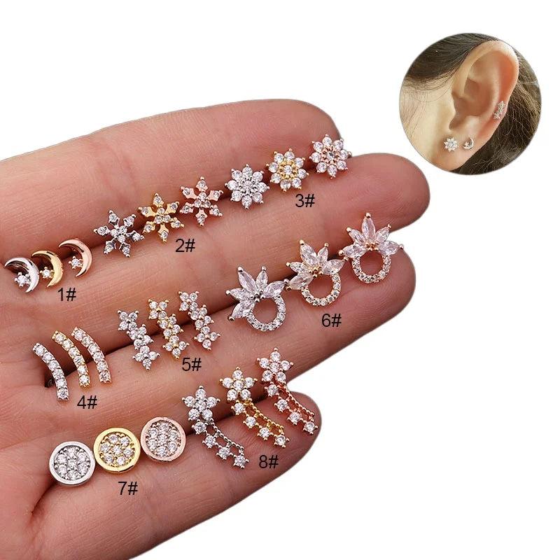 Moon Flowers Round Earrings for Women Jewelry Christmas Gift