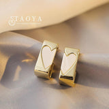 Unique Splice Heart Metal Square Earrings for Women's Jewelry
