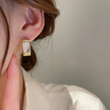 Unique Splice Heart Metal Square Earrings for Women's Jewelry