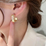 Unique Splice Heart Metal Square Earrings for Women's Jewelry