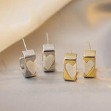 Unique Splice Heart Metal Square Earrings for Women's Jewelry