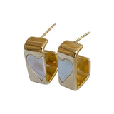 Unique Splice Heart Metal Square Earrings for Women's Jewelry