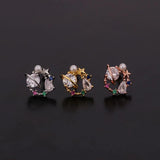 Zircon Piercing Stud Earrings for Women - Christmas Gift