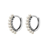 TrustDavis Silver Hoop Earrings Wedding Christmas Pearl Jewelry