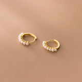 TrustDavis Silver Hoop Earrings Wedding Christmas Pearl Jewelry