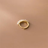 TrustDavis Silver Hoop Earrings Wedding Christmas Pearl Jewelry