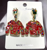 Christmas Personality Red Clothes Modeling Earrings for Woman
