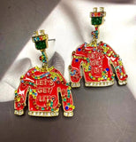 Christmas Personality Red Clothes Modeling Earrings for Woman