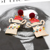 Christmas Personality Red Clothes Modeling Earrings for Woman
