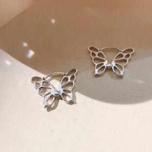 925 Silver Butterfly Hoop Earrings Christmas Gift