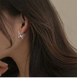 925 Silver Butterfly Hoop Earrings Christmas Gift
