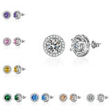 925 Silver Zircon Stud Earrings 2.0ct Diamond Jewelry for Women