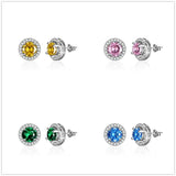 925 Silver Zircon Stud Earrings 2.0ct Diamond Jewelry for Women