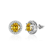 925 Silver Zircon Stud Earrings 2.0ct Diamond Jewelry for Women