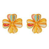 Enamel Flower Petal Stud Earrings - Christmas Jewelry