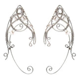 Pearl Crystal Ear Cuffs - Christmas Elf Fairy Halloween Earrings