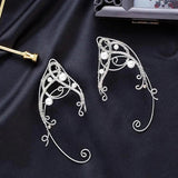 Pearl Crystal Ear Cuffs - Christmas Elf Fairy Halloween Earrings
