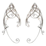 Pearl Crystal Ear Cuffs - Christmas Elf Fairy Halloween Earrings