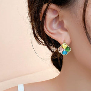 Colorful Opal Flower Earrings Christmas Accessories