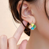 Colorful Opal Flower Earrings Christmas Accessories