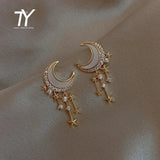 Zircon Star Moon Earrings for Women