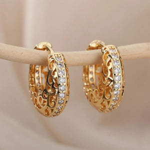 Vintage Hollow Small Hoop Earrings Goth Silver Jewelry Christmas Gift