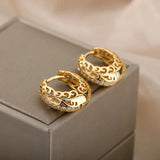 Vintage Hollow Small Hoop Earrings Goth Silver Jewelry Christmas Gift