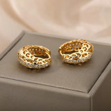 Vintage Hollow Small Hoop Earrings Goth Silver Jewelry Christmas Gift