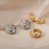 Vintage Hollow Small Hoop Earrings Goth Silver Jewelry Christmas Gift