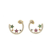 Delicate Christmas Star Cluster CZ Earrings for Women