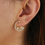 Delicate Christmas Star Cluster CZ Earrings for Women
