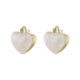 French Romantic Sweet Enamel Heart Pendant Earrings