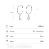925 Silver Round Dangle Earrings Charm Drop - Christmas Jewelry