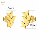 Fly Butterfly Earrings Small Ear Studs Stainless Steel Jewelry Accessories