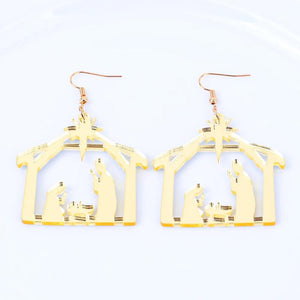 Elk Acrylic Christmas Earrings for Women Large Drop Deer Xmas Party Jewelry