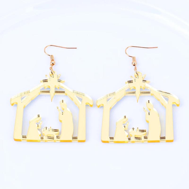 Elk Acrylic Christmas Earrings for Women Large Drop Deer Xmas Party Jewelry