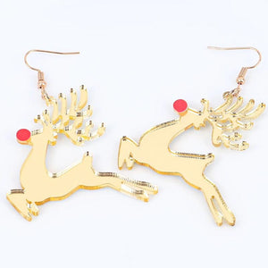 Elk Acrylic Christmas Earrings for Women Large Drop Deer Xmas Party Jewelry