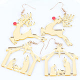 Elk Acrylic Christmas Earrings for Women Large Drop Deer Xmas Party Jewelry