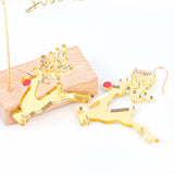 Elk Acrylic Christmas Earrings for Women Large Drop Deer Xmas Party Jewelry